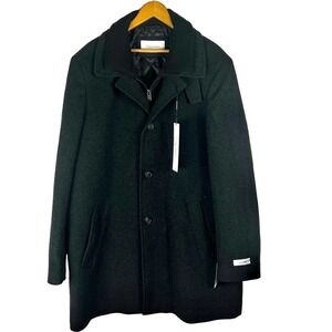 CALVIN KLEIN WOOL BUTTON FRONT WINTER COAT IN CHARCOAL NWT MEN'S SIZE 44L‎